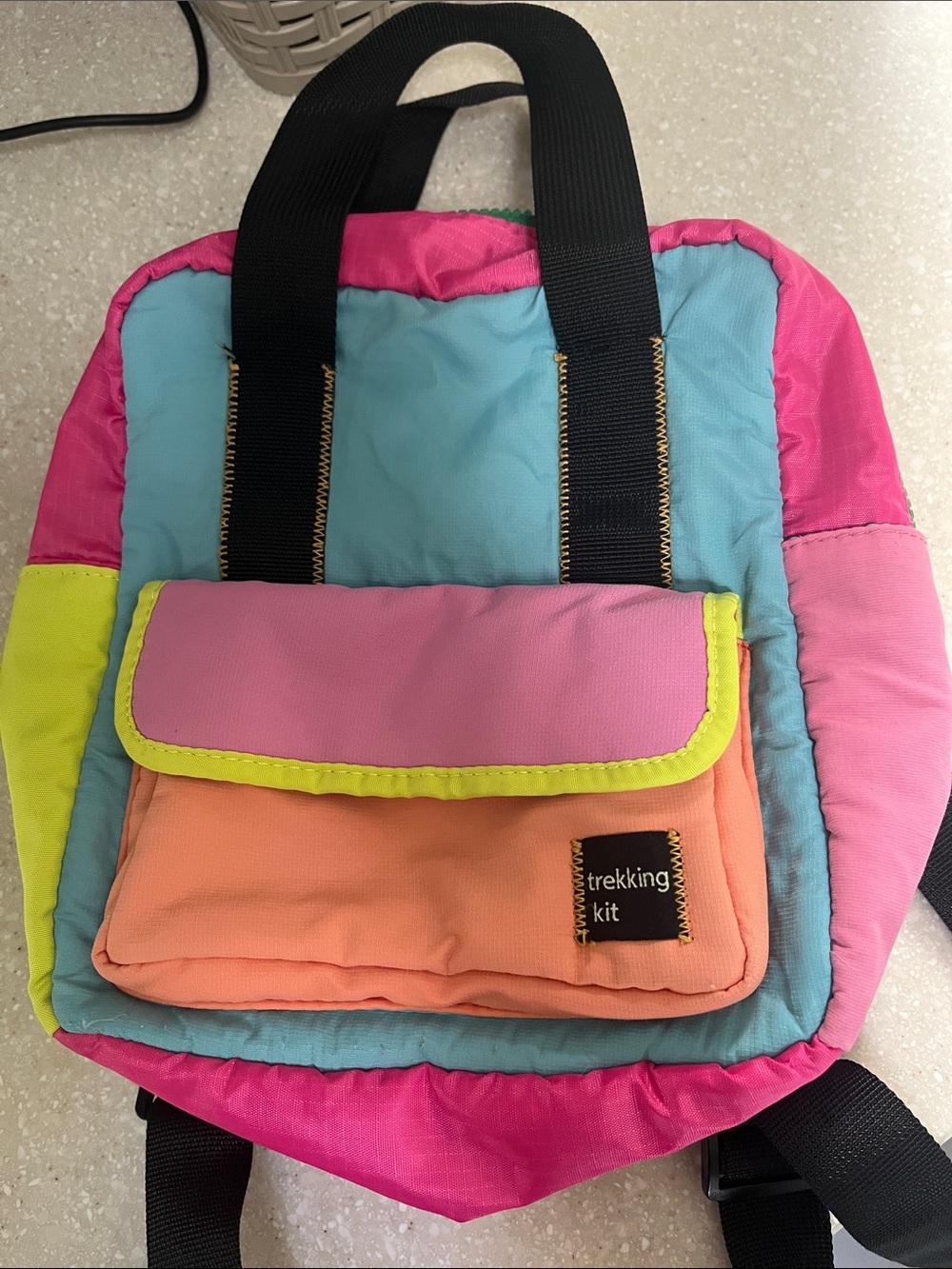 Zara Pink Blue Peach Colorblock Backpack